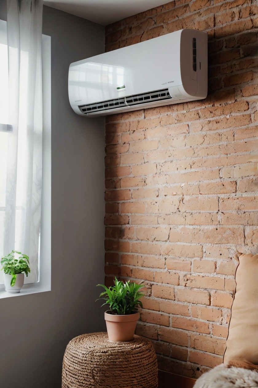 Leonardo_Kino_XL_A_a_brand_new_modern_and_compact_air_conditio_0 Een airco die hangt aan de muur in een moderne ruimte